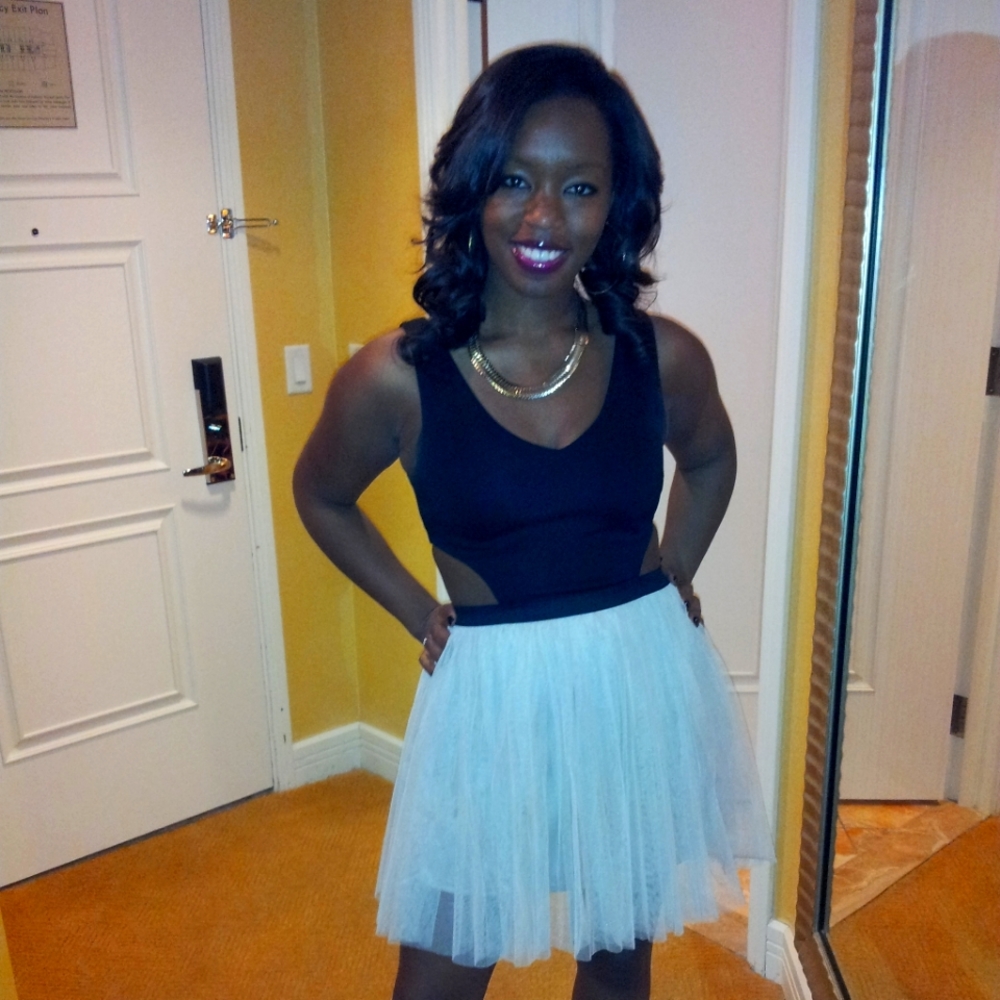 Black top ballerina skirt one piece dress
